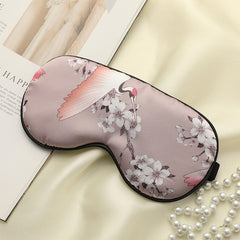 Silk Eye Mask for Sleep with Crane Print - Portable Design